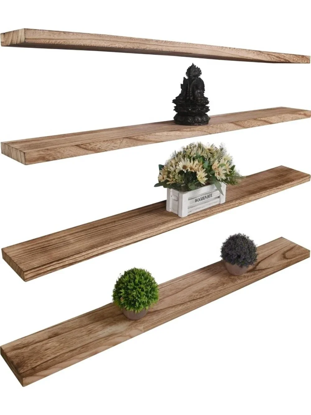 New Set of 4 Rustic Wood Floating Shelves for Wall Decoration for Home - 48In